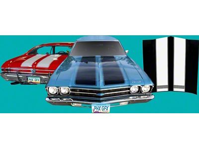 Flat Non-SS Hood and Deck Stripes; Black (68-69 Chevelle)