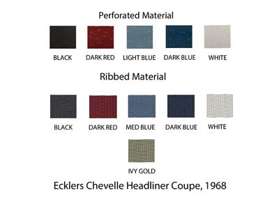 Chevelle Headliner, Deluxe Kit, 5-Bow Style, 2-Door Coupe, 1968