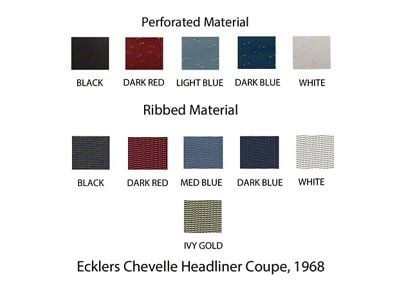 Chevelle Headliner, Deluxe Kit, 6-Bow Style, 2-Door Coupe, 1968