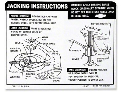 Chevelle Jacking Instructions Exc SS , 1968-1969