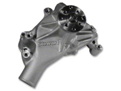 Chevelle & Malibu Water Pump, SB, Polished Aluminum, Hi-Flo, Long, Stewart, 1969-72