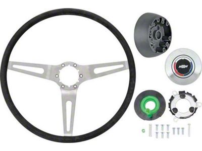 OE Style Comfort Grip Steering Wheel; 15-Inch; Silver and Black (69-70 Chevelle w/ Tilt Wheel)