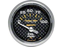 Auto Meter Carbon Fiber Series 2-1/16-Inch Oil Pressure Gauge; 0-100 PSI; Mechanical