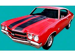 SS Hood and Deck Stripe Kit; White (70-72 Chevelle)