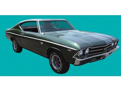 SS Side Stripe Kit; Black (1969 Chevelle)