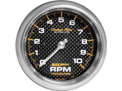 Auto Meter Carbon Fiber Series 3-3/8-Inch In-Dash Tachometer; 0-10000 RPM