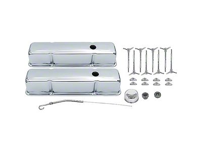 Tall Valve Covers; Chrome (64-83 Chevelle, Laguna, Malibu)