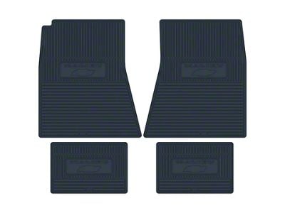 Vinyl Floor Mats with Bowtie Logo; Dark Blue (69-72 Chevelle)