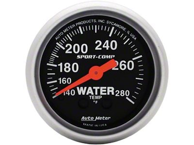 Auto Meter Sport-Comp Series 2-1/16-Inch Water Temperature Gauge; 140-280 Fahrenheit; Mechanical