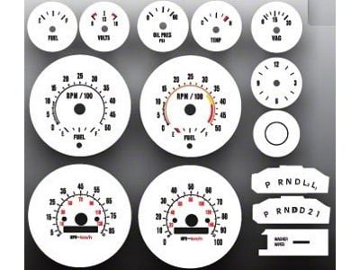 Chevrolet/GMC Suburban,White Face Gauges Instrument Cluster Overlay,Tach With Fuel,73..79