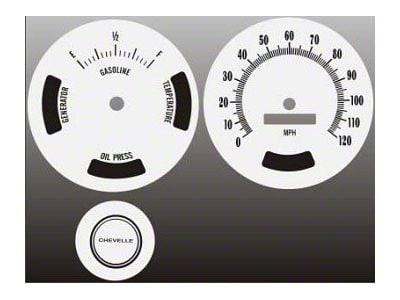 Chevrolet Chevelle White Face Gauge Overlay, 1969