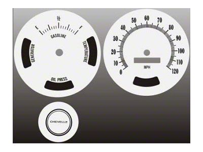 Chevrolet El Camino White Face Gauges Overlay, 1969