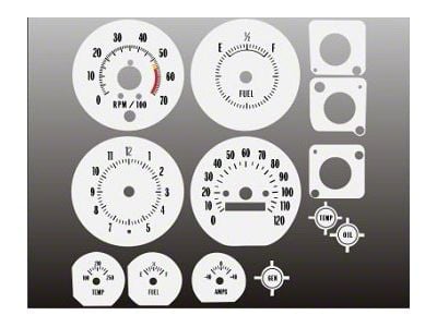 Chevrolet Malibu/El Camino White Face Gauge Overlay, 1970-1972