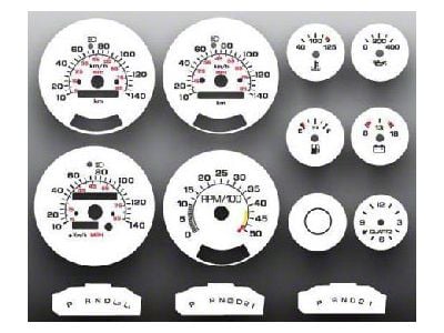 Chevrolet Truck White Face Gauge Overlay,140 METRIC KPH KMH,1980..1991