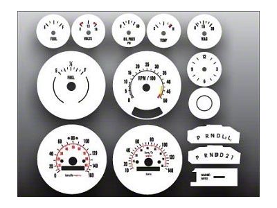 Chevrolet Truck White Face Gauge Overlay,METRIC KPH KMH,1973..1979