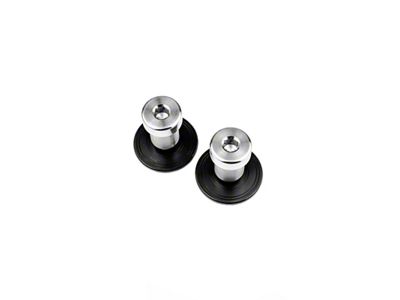 1/2-Inch-13 GM Door Striker Bolt Kit; Aluminum Striker Plate Style 2; Black Anodized (71-76 Caprice, Impala)