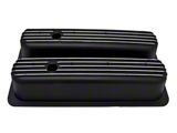 Chevy 5.0L & 5.7L Center Bolt Tall Valve Covers, Polished, Black Finned