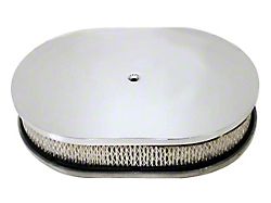 Chevy Air Cleaner, Oval Smooth Chrome Aluminum, 12