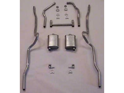 Chevy Aluminized Dual Turbo 2 Exhaust System, Small Block,Use With Rams Horn Manifolds, Rack & Pinion Steering, Non-Wagon, 1955-1957