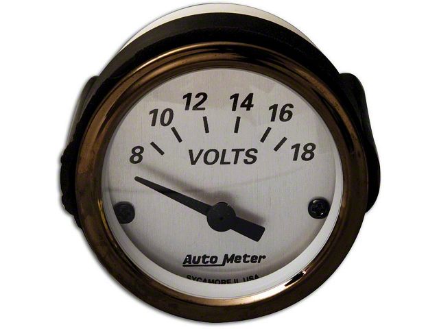 Chevy Custom Voltmeter, Brushed Aluminum Face, With Black Needle, AutoMeter, 1955-1957
