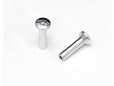 Chevy Door Lock Knobs, Polished Billet Aluminum With Bowtie, 1955-1957