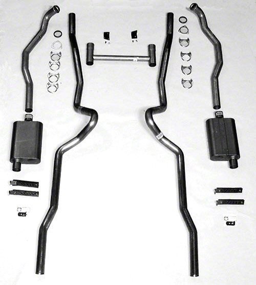 Ecklers Dual Exhaust,SB,2-1/2 Quickflow,w/Rams,S/S,Non-Wag,55-57