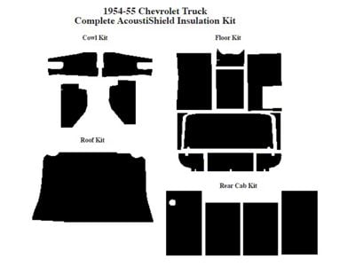 Chevy Insulation, QuietRide, AcoustiShield, Complete Kit, Truck, 1954-1955