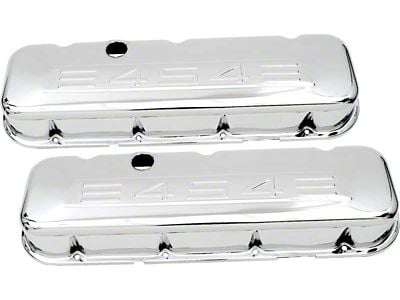 Low Profile Valve Covers with 454 Logo; Chrome (70-72 Biscayne, Brookwood, Caprice; 1971 Townsman)