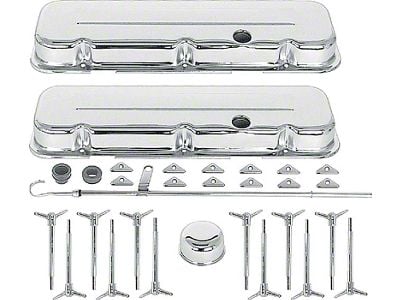 Low Profile Valve Covers; Chrome (65-76 Big Block V8 Biscayne, Brookwood, Caprice, Impala, Kingswood, Townsman)