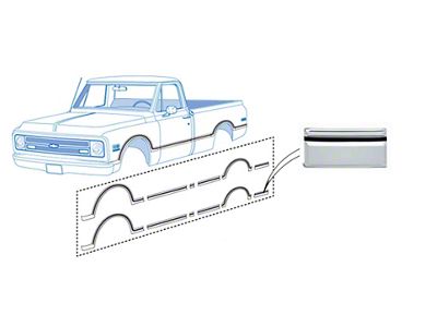 Fleetside Truck, Lower Body Mldg Kit, Shortbed 1967-1968 (Fleetside, Shortbed)