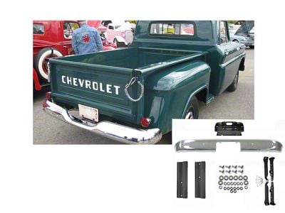 Chevy or GMC Truck Rear Bumper Kit, Chrome, Show Quality, Stepside, 2WD, 1967-1972 (Stepside, 2 Wheel Drive)