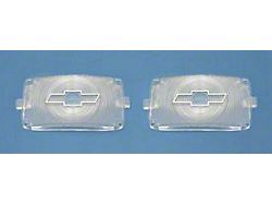 Chevy Parking Light Lenses, With Chrome Bowtie Logos, Clear, 1956