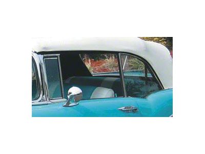 Chevy Quarter Glass, Installed In Frame, Clear, Convertible, Left, 1955-1957 (Bel Air Convertible)