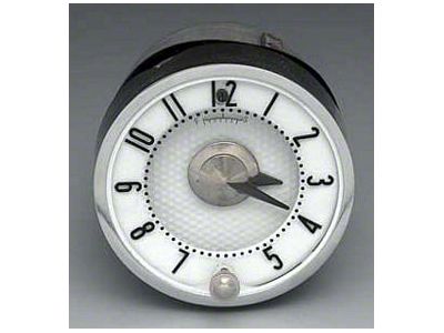 Chevy Quartz Clock, Original Style, White Face, 1955-1956