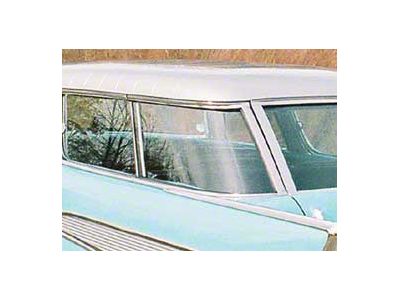 Chevy Rear Curved Quarter Glass, Left, Clear, Nomad, 1955-1957 (Nomad, All Models)