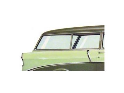 Chevy Rear Curved Quarter Glass, Right, Clear, 2-Door Wagon, 1955-1957