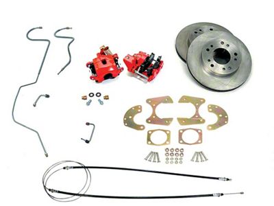 Chevy Rear Disc Brake Kit, With Red Powder Coated Calipers,For Use With 9 Ford Rear End, 1955-1957