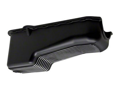 Chevy Small Block Aluminum Stock Capacity Oil Pan, Black Retro Finned