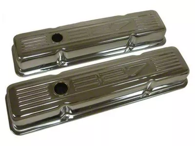 Chevy Small Block Chrome Valve Covers With 327 Logo, Short,1958-1986