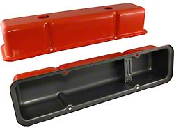 Chevy Small Block Valve Covers, Tall Style, Orange, 1958-1986