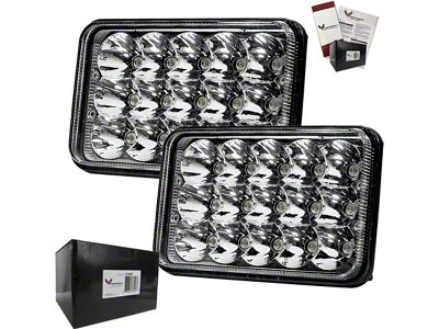 4x6 LED Headlights; Chrome Housing; Clear Lens (73-87 Blazer, C10, C15, Jimmy, K10, K15, K20)