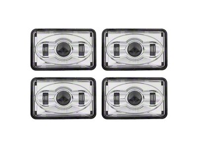 4x6 LED Headlights; Low and High Beam; Chrome Housing; Clear Lens (73-87 Blazer, C10, C15, Jimmy, K10, K15, K20)