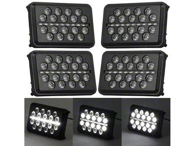 4x6 SLIM LINE Multi LED Projection Headlights; Low and High Beam; Black Housing; Clear Lens (73-87 Blazer, C10, C15, Jimmy, K10, K15, K20)