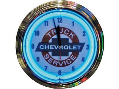 Chevy Truck Clock, Neon & Chrome