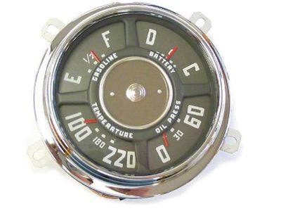 Chevy-GMC Truck Dash Gauge Cluster, 6-Cylinder, 12 Volt, With 220d Temperature Gauge, 1950-1953