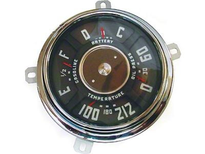 Chevy Truck Dash Gauge Cluster, 6-Cylinder, 6 Volt, With 212d Temperature Gauge, 1947-1949