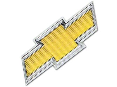 Chevy Truck Grill Emblem, Yellow Bowtie, Chrome 1975-1979