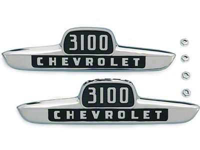 Chevy Truck Hood Side Emblems, 3100, 1955 1st Series