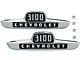 Chevy Truck Hood Side Emblems, 3100, 1955 1st Series