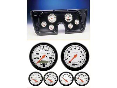 Chevy Truck Instrument Cluster, Black ABS, With Ultra-Lite Autometer Gauges, 1964-1966